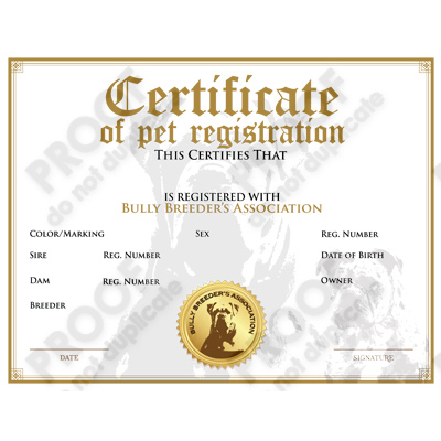 pet certificate